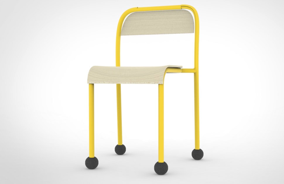 school chair with epp noise pads